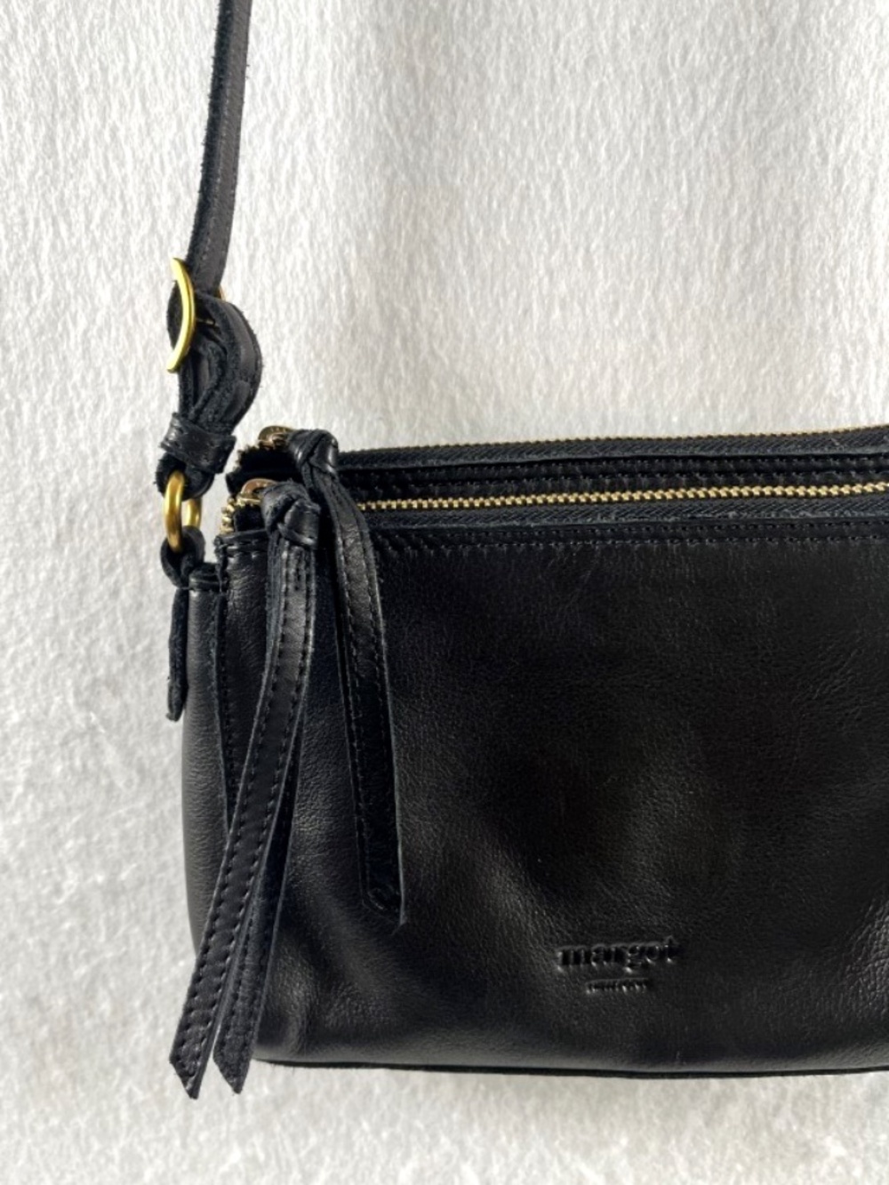 Margot New York Jules Black Geniune Leather Crossbody Shoulder Bag Buttery Soft!